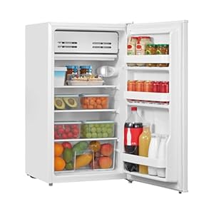 COMFEE' RCD93WH2UK(E) Under Counter Fridge, 93L Freestanding Refrigerator with Cooler Box, Adjustable Thermostat, Reversible Door, Removable Glass Shelves, Interior Light, White