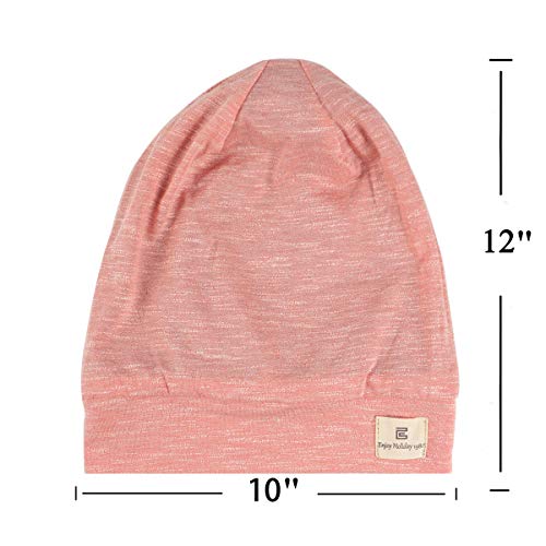Slap Night Cap Sleep Hat Beanie - Pink Women Organic Bamboo Satin Silk Lined Bonnet Surgical Cap Summer Scarf Hair Cover for Lady Lightweight Light Thin Jersey Chemo, Gifts for Women