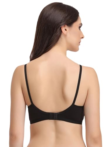 Image of Clovia Women's Cotton Rich Solid Non-Padded Full Cup Wire Free T-Shirt Bra - Dark Blue