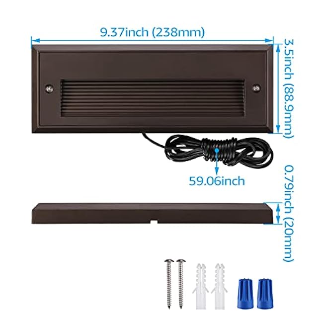 LEONLITE LED Step Lights, 3.5W, 9 Inch, Oil Rubbed Bronze, 3000K Warm White