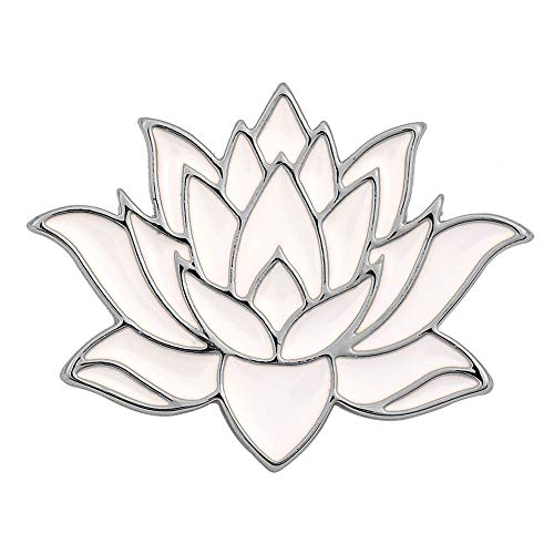10K Gold Color Cute White Enamel Lotus Pin and Brooch(Silver)