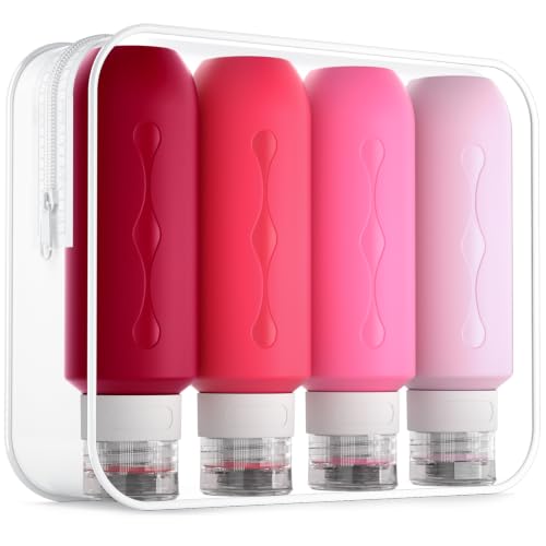 Image of Gemice Travel Bottles for Toiletries, Tsa Approved Travel 6oz Size Containers with Clear Bag, BPA Free Leak Proof Travel Tubs Refillable Liquid Travel Accessories for Cometic Shampoo Lotion