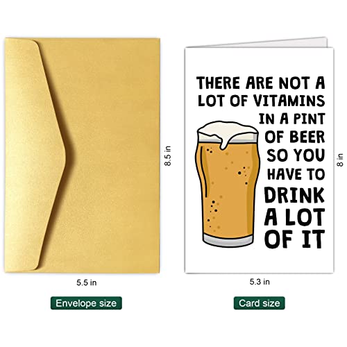 Funny Beer Greeting Card, Birthday Greeting Card For Men Friend Dad Grandpa Uncle, Congratulations Card, Celebration Card, You Have To Drink A Lot Of Beer #TOP1