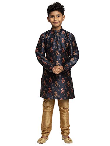 Image of KRAFT INDIA Boys Silk Print Kurta Churidar