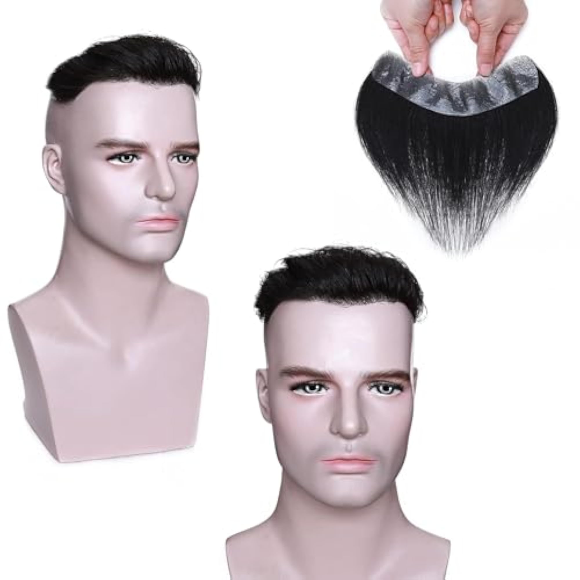 Front Lace PU Base Hair Patch 100% Human Hair Frontal Hairpiece