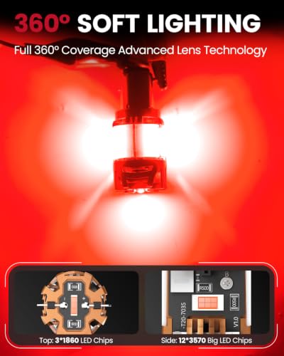 Image of LASFIT D2 1156 LED Bulb 7506 Red Brake Tail Lights 500% Brighter Error Free