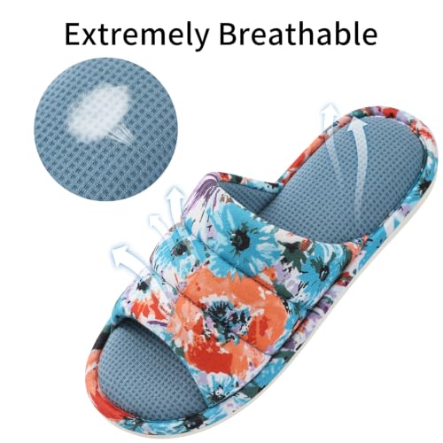 Image of shevalues Summer House Slippers for Women Men Breathable Waffle Indoor Slippers Slip-on Open Toe Home Shoes
