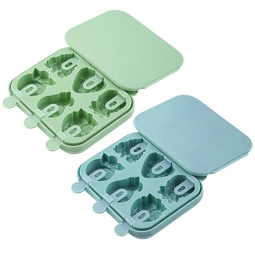 MLPKOI 2 Pièces Moule à Glace avec Couvercles, Moule Glace Silicone, Moules à Glace en Silicone, Mignons Reutilisable Maison pour DIY Moule Glace à Réutilisables pour la Crème Glacée