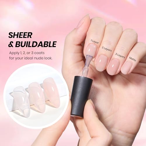 Image of Beetles French Tip Gel Polish Set - White Nude Pink French Manicure Kit with 2 Nail Art Sticker, Soak Off UV LED for DIY Home & Salon Gift for Women