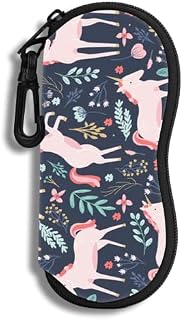 Hion Eyeglass Case Sunglasses Soft Pouch with Belt Clip Ultra Light Neoprene Zipper Eyeglass Case Printed Sunglass Bag for Stylish Portable Travel Glasses Casefor Men & Women