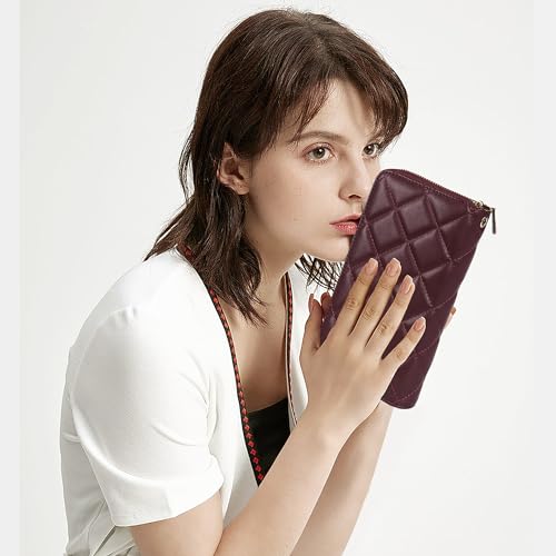Image of yiijay Womens Wallet RFID Blocking Vegan Leather Trifold Clutch Credit Card Holder Ladies Travel Wallet Purse with Pen Holder, 5Red, Rfid Wallet