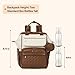 BabbleRoo Leather Diaper Bag Backpack, Multifunction Large Bags with Changing Pad & Stroller Straps & Pacifier Case, Unisex Stylish Travel Back Pack Nappy Changing Bag for Moms Dads (Coffee Cream)