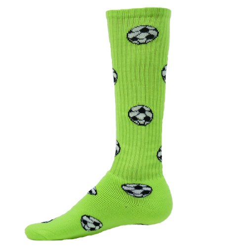 Red Lion Soccer Ball Knee-high Sock (Neon Green - Medium)