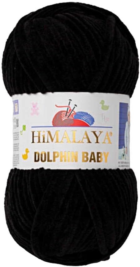Himalaya Dolphin Baby Yarn Each Skein 100gr 120m Super Bulky Yarn for Knitting&Crocheting Ideal for Cardigans Shawls Blankets Hats and Home Textiles (1, 80311 Black) — image 1