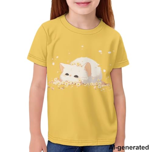 Image of Novelty 3D Graphic T Shirts for Kids Crew Neck Funny Animal Print Short Sleeve Girls Tshirts 3-16 Years