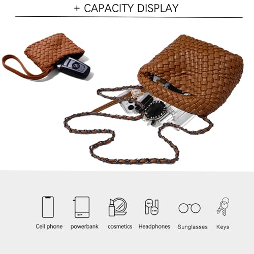 Image of JINMANXUE Fashion Mini Handbag For Women, Woven Tote Bucket Composite Bag Knitting Chain Bags, Crossbody Shoulder Purses