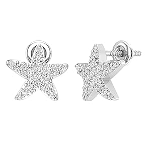 Dazzlingrock Collection Round White Diamond Sea Star Stud Earrings for Women (0.50 ctw, Color I-J, Clarity I1-I3) in Gold