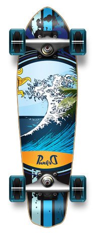 Micro Cruiser Blank & Graphic Complete Longboard - 25" X 6.5", Blue #TOP6