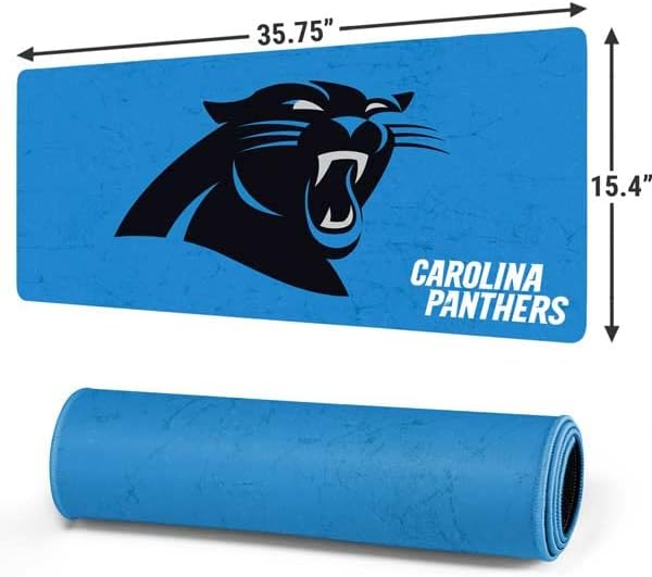 Skinit Extra Large Gaming Mouse Pad - Officially Licensed NFL Carolina Panthers Distressed Alternate Design with Stitched Edges, Waterproof, Non-Slip Rubber Base, Desk Mat for Keyboard & Mouse