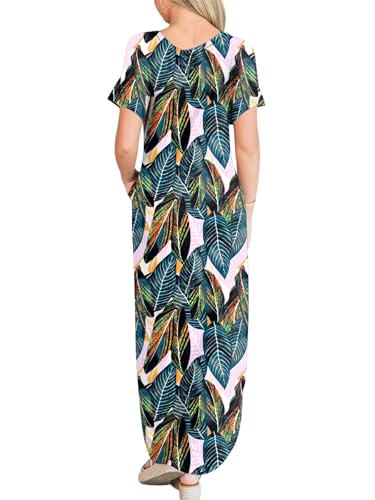 ANRABESS Womens Summer Maxi Dress Short Sleeve Casual Loose Long T Shirt Dresses Split Vacation Beach Sundress Travel Outfits - Image 5