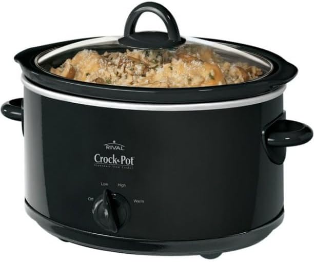 4-Quart Classic Slow Cooker, Black, Oven-Safe Stoneware, Dishwasher-Safe And 3 Manual Heat Settings