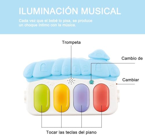 PRIME DEALS Kick And Play Musical Keyboard Mat Piano Baby Gym & Fitness Rack Baby Play Mat Gym With Hanging Rattles Lights & Multi-Function Gift For Baby Boy,Girls (Blue),1 Count - image 5