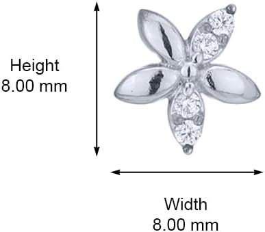 Vanbelle Sterling Silver Jewelry - Rhodium Plated with 925 Stamp - Floral Accent Earlobe Stud Earring with Cubic Zirconia Stones - Elegant handcrafted Earring for Women