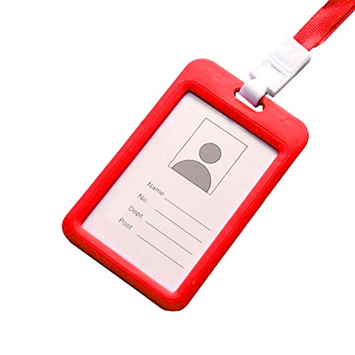 Porta-crachá com nome de cartão de identificação, alça de plástico transparente resistente para pend