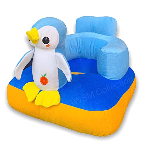 Image of Soft Plush Cushion Supporting Baby Sofa Seat Rocking Chair for Kids, Penguin, Multi Color (Use for 0 to 2 Years)