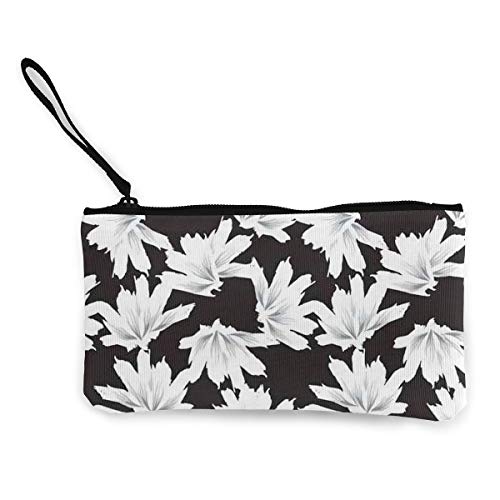 Preisvergleich Produktbild Canvas Münzgeldbörse, Handtasche, kleine Kosmetik, Münzen, Einkaufstasche Blume weiß