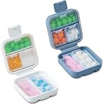 2 Pack humide étanche à la petite pilule, organisateur quotidien de pilules vitaminiques, boîte à pilules portable, compact Mini Support de stockage de pilules, contenants de médicaments compacts (bleu, blanc)