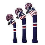 Scott Edward - Juego de 3 fundas para palos de golf, Estrella azul y rayas