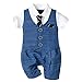 Alvivi Neonato Maniche Corte Pagliaccetto Bambino Tutine Body Cravatta per Nozze Battesimo Compleanno Gentleman Abiti Formale Abbigliamento Estivo Blu Scuro 12-18 Mesi
