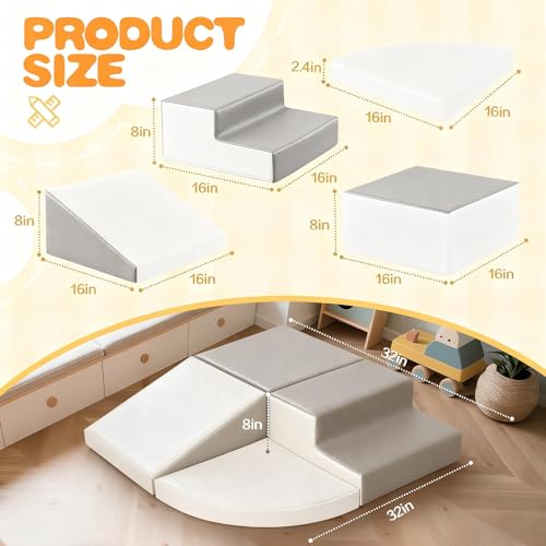 Image of Sumbababy Climbing Foam Blocks for Toddlers: Waterproof Pu Leather Soft Climber - 4 Pcs Toddler Indoor Climbing Toys - Kids Outdoor Playground Playset Best Gift Preschool Daycare Supplies