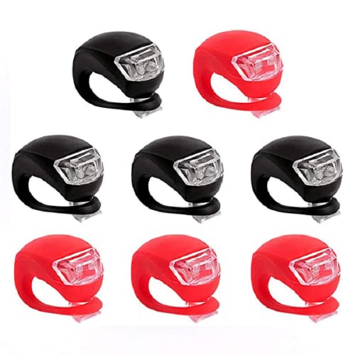8 Stück LED Kinderwagen Licht, Clip-On Set Silikon Leuchte Kinderwagen Blinklicht, Klemmleuchte Beleuchtung Klemmlicht Clip Leuchte Lampe für Spaziergänger & Buggy , Läufer (8pc Schwarz+rot)