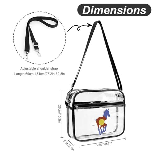 Colorado Wild Horses Large Crossbody Bag Clear Stadium Bag Anti-Theft Side Shoulder Bags Messenger Bag with 2 Compartments2