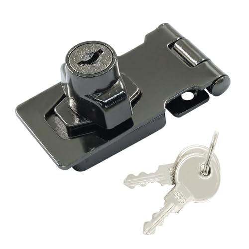 Image of Bivethoi 2Pcs Keyed Hasp Locks 2.5 Inch Twist Knob Keyed Locking Hasp, Stainless Steel Hasp Latches Keyed Different for Small Doors, Cabinets (Black)