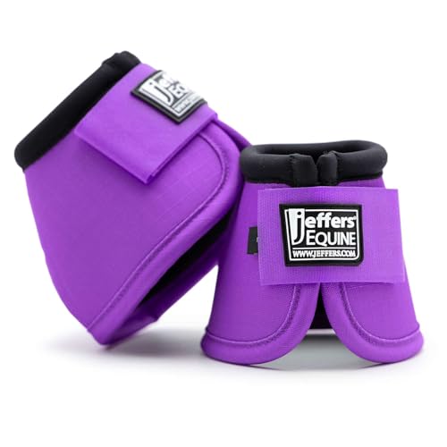 Jeffers Equine No Turn Bell Boots for Horses - Purple Medium | Shock Absorbing Hoof Protection | Secure Double Hook & Loop Closure Perfect for Travel Turnout Training & Riding - 1 Pair