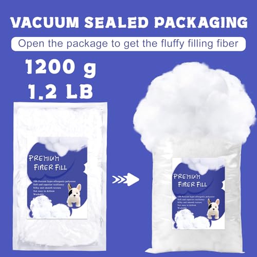 BUTUZE 2.6lb Polyfill Stuffing, (4.4lb-2.1oz) Fiberfill for Crafts, Polyester Fiber Fill, Resilience Fill Fiber for Stuffing Pillow and Home Decoration Projects