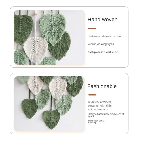 Tissage macramé mural 3 feuilles pour salon esthétique - 4