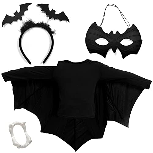 Joyful Start Bat Costume For Kids Kids Bat Costume With Bat Headband Eye Mask False Tooth Bat Wings Costume Vampire Bat Costume For Kids For Halloween Cosplay Role Play #TOP26