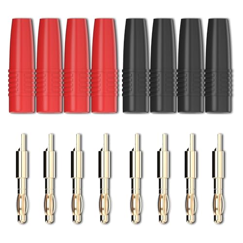 Serdokntbig 8Pcs 4mm Banana Plug Male Connector Gold Plate Solder Type for Multimeter Test Leads Speaker Wire Cable RC Lipo Battery Charger Adapter