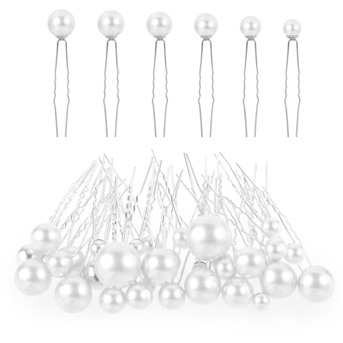 Pince en forme de U en perles argentées pour chignon chic et coiffure de fête