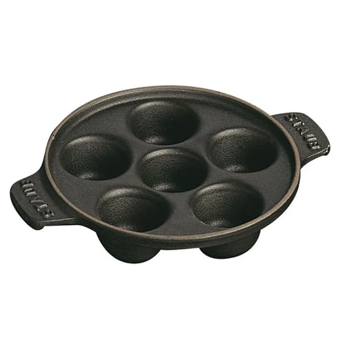 Staub Cast Iron 5.75-inch Escargot Dish with 6 holes - Matte Black Made in France