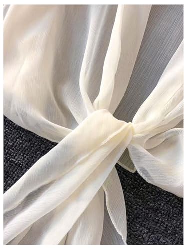 Women's Tie Front Chiffon Blouses Long Lantern Sleeve See Through Dressy Casual Shirts Cardigan