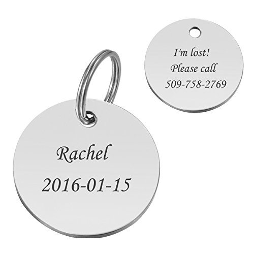 HooAMI Médaille Chien Chat Identification Rond Gravure Personnalisé En Acier Inoxydable Avec Service Gratuit de Gravure 25mm Cover