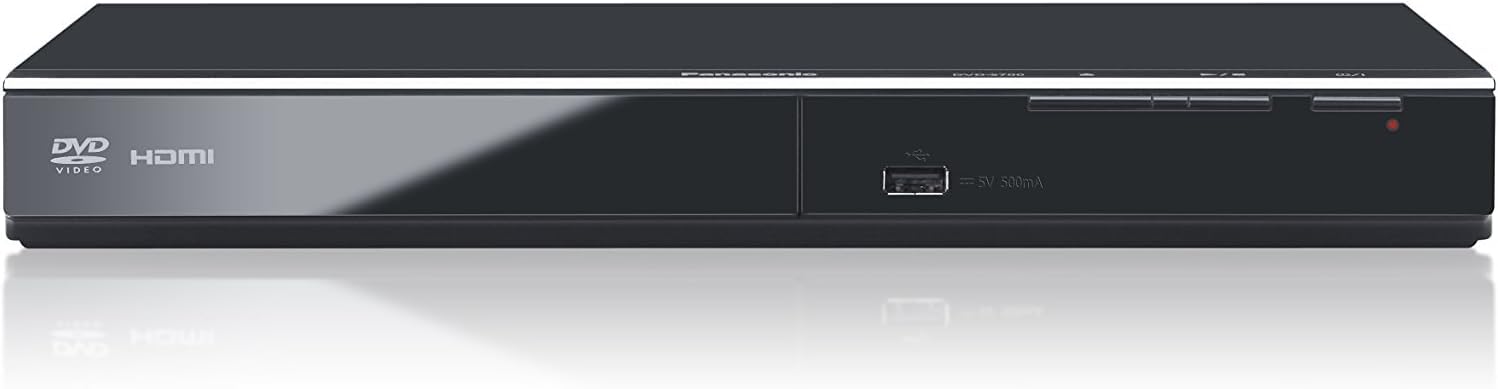 Panasonic DVD-S700EG-K Lettore DVD, HD Up-Conversion a 1080p, Multi-Formato Xvid, JPEG con Musica, CD Ripping, Design Compatto ed Elegante, Nero & Amazon Basics - Cavo HDMI 2.0, 0,91 m