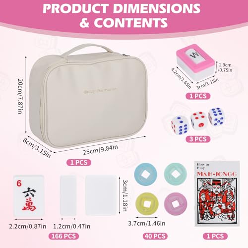 American Mahjong Set 166 piezas portátil con dados y bolsa miniatura 4