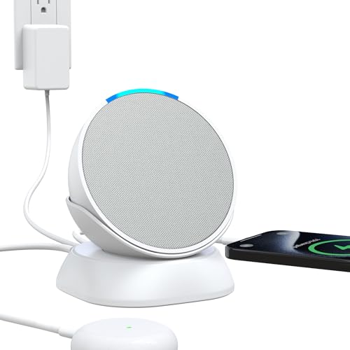 PlusAcc Stand for Pop with USB-C and USB-A Charging Ports Table Holder Base Station for Charge Cellphones and Earbuds Non-Slip Base (White)