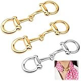 Pretwad 3 Pcs Horsebit Silk Scarf Buckle - Elegant Metal Scarf Buckle Clasps for Women, Simple Metal Scarfs Rings, Simple Chain Horsebit Scarfs Holder Clips for Silk Scarves & Shawls (Gold/Silver)